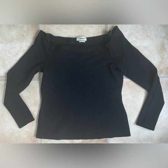 L'AGENCE Size L Womens Revolve Cynthia Off The Shoulder Top In Noir Black - Picture 1 of 7